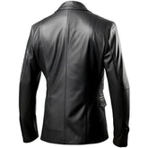 Manteau classique en cuir de mouton véritable pour homme, coupe slim, couleur anthracite